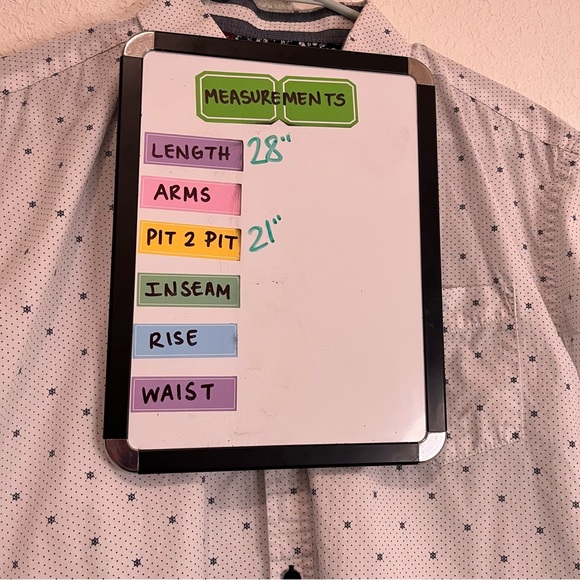 Coastal Polka Dots Nautical Short Sleeve Slim Button Up Shirt Mens Size XL - Picture 8 of 11